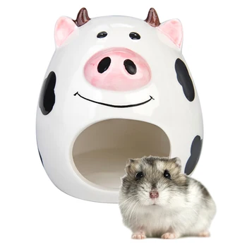 

Pet Cage for Hamster Accessories Pet Bed Mouse Cute Cool Cows Design Ceramic House Small Animal Nest For Guinea Pig/Rat/Hedgehog