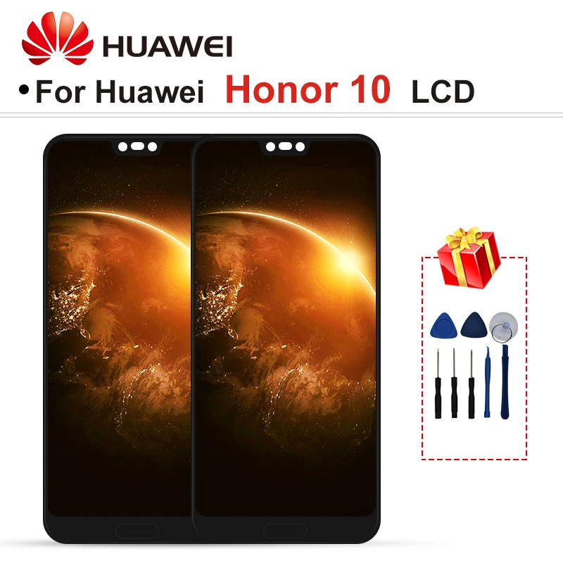 Дисплей для Huawei Honor 10 ЖК дисплей телефона с дигитайзером и сканером отпечатков пальцев рамкой|Экраны