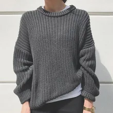 

2021 Women Autumn Solid Sweater Loose O-neck Jumpers Female Knitted Casual Long Sleeve Sweater Elegant Warm Oversized Pullover