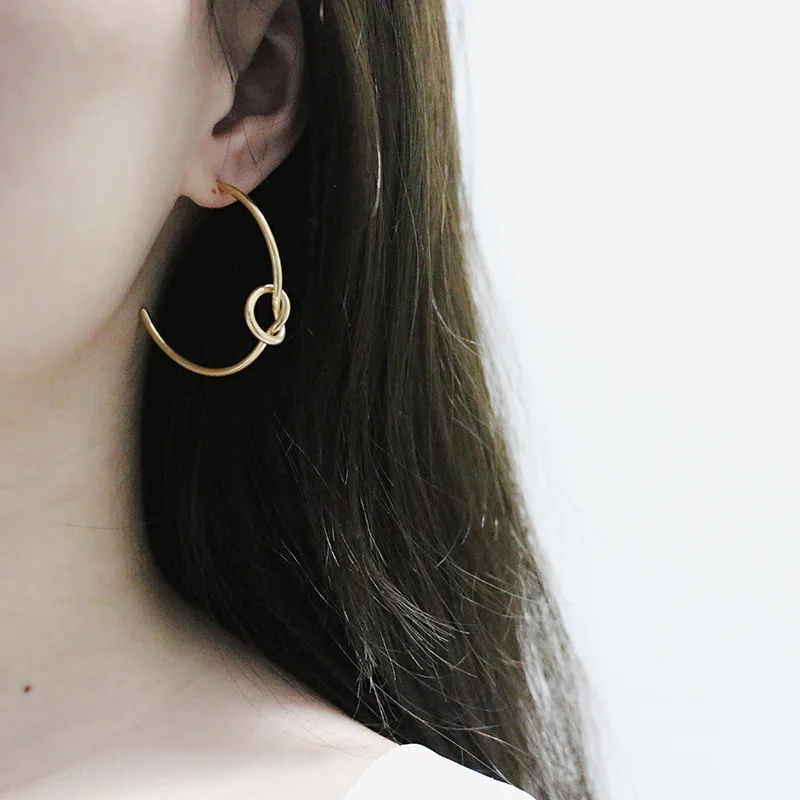 Amaiyllis 1pc 18K Gold Retro Modern Rope Knot Big Earrings Fashion Industrial Wind For Women Jewelry Christmas Gift | Украшения и