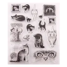 Прозрачные штампы с кошками для скрапбукинга своими руками, карточка с милыми кошками, прозрачные резиновые штампы для создания фотоальбома, рукоделие, силиконовая декоративная печать