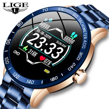 LIGE Steel Band Smart Watch Men Heart Rate Blood Pressure Monitor Sport Multifunction Mode Fitness Innrech Market.com