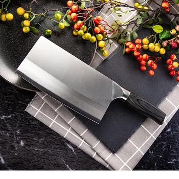 

High Quality Kitchen Knife Cleaver Knife 9CR15 High Carbon Stainless Steel Hammered Chopping Meat Chef Santoku Pakka Wood Handle