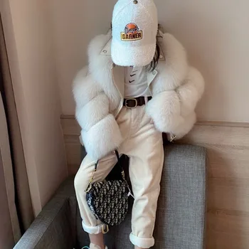 

Children's 2020 autumn and winter new imitation fox fur jacket girls fashion personality warm stitching locomotive short