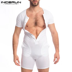 Stylish Men's Hot Sale Rompers Fashion Casual Style Short Sleeve Buttons Jumpsuit Male Loose Comfortable Bodysuits S-5XL INCERUN