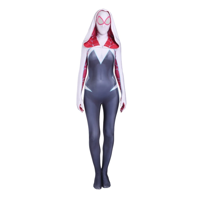thumbnail image 1 of Disfraz de superhéroe Gwen Stacy, traje de Cosplay Into The Spider Verse, Gwenom, tela de licra, mono Zentai para Halloween, hombre y mujer, 1 of 4
