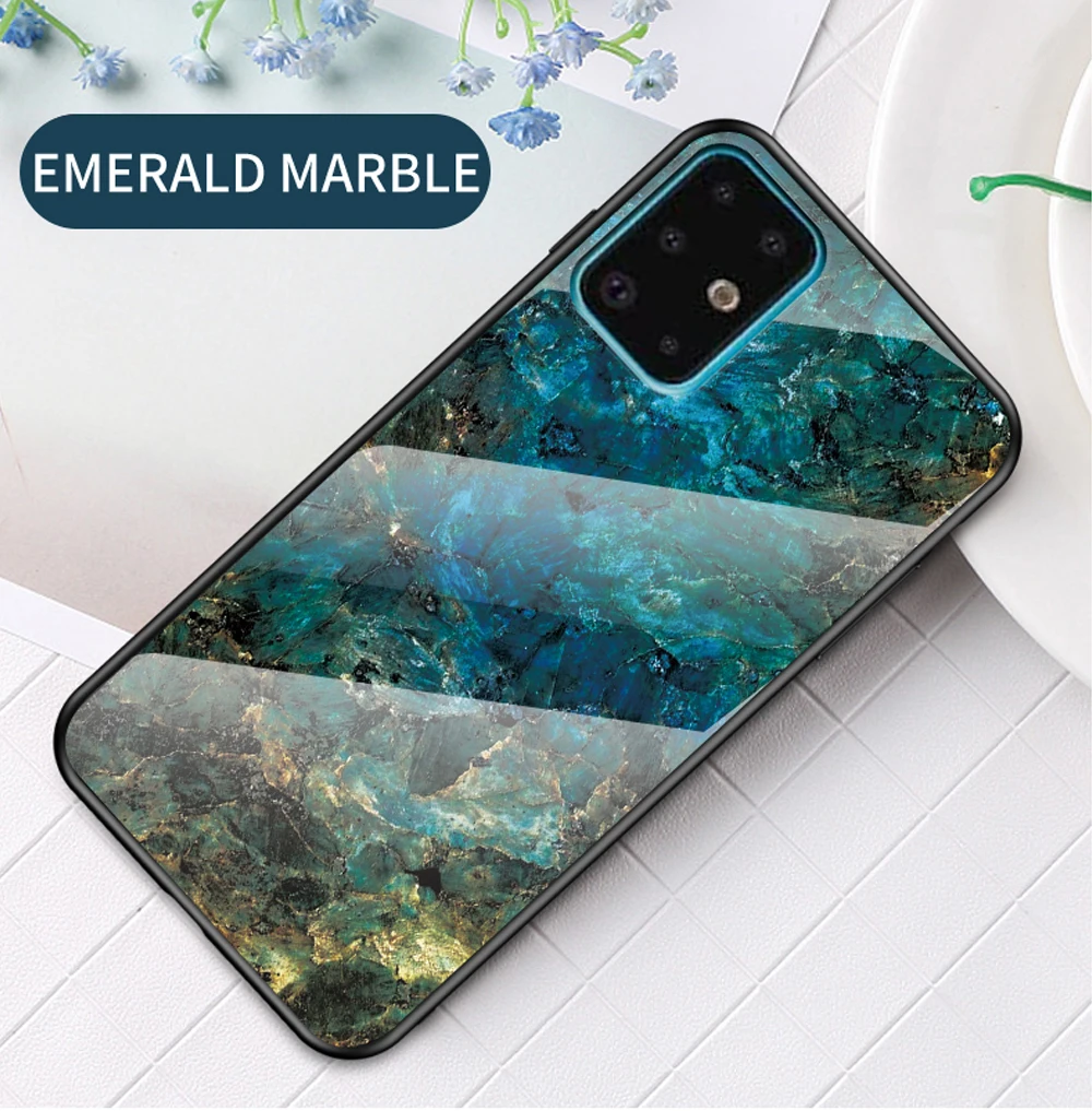 for Etui Samsung S20 Case Stylish Marble Tempered Glass Phone Galaxy Plus Ultra Hard Back Cover |