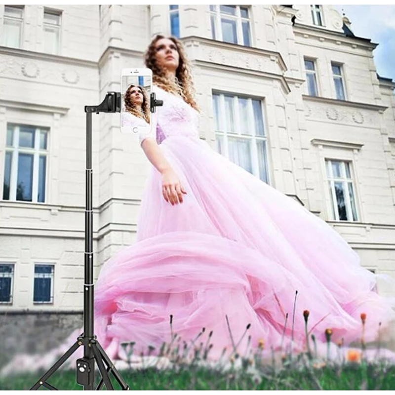 

Selfie stick one-piece three-in-one tripod aluminum alloy bluetooth shutter aluminum alloy with button mobile phone self-timer a