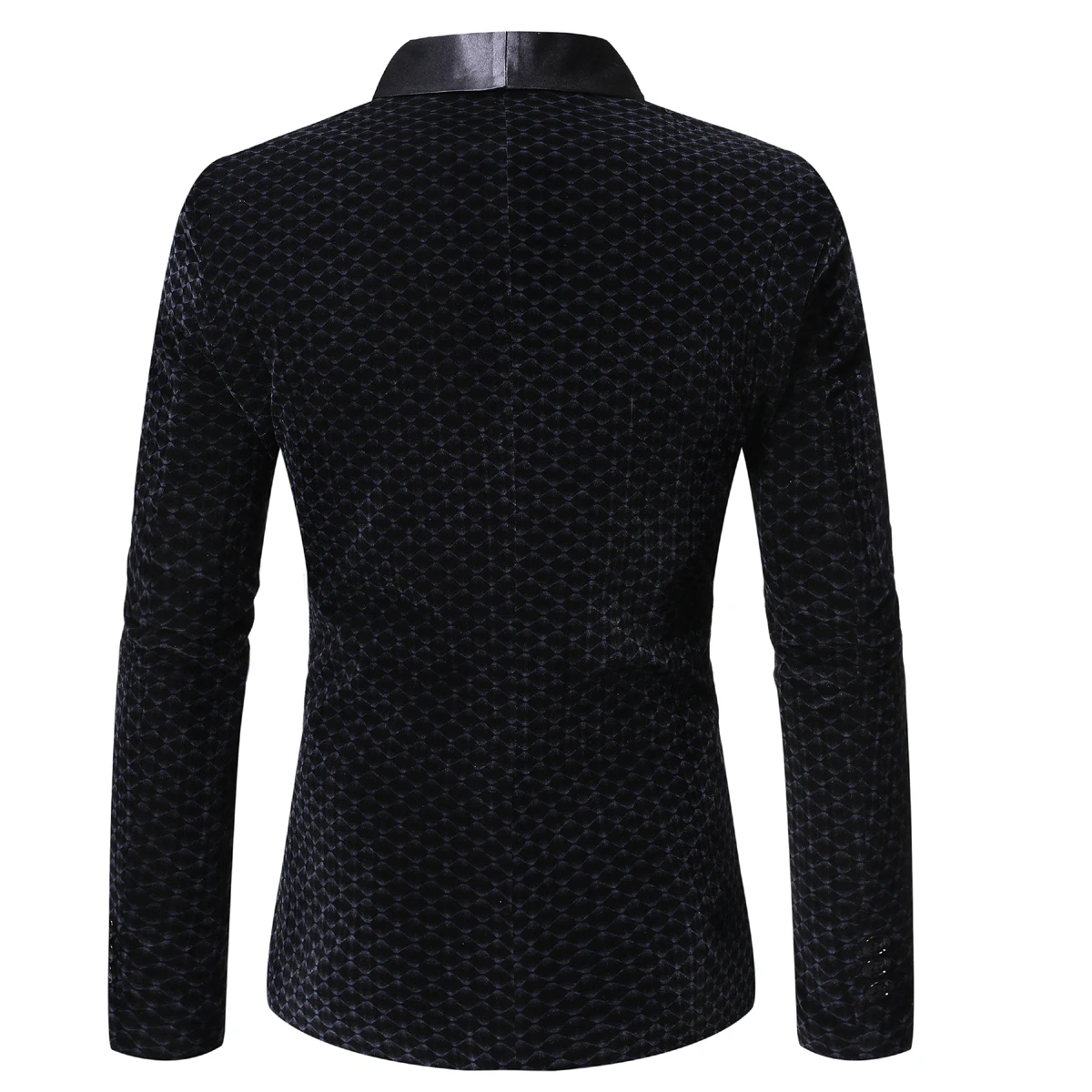 PUIMENTIUA 2019 Fashion Men Autumn Blazer Vintage Groom Velvet Wedding Men Suit Slim Fit Patchwork V-Neck Button Plaid Blazers