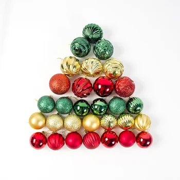 

Christmas Decoration 30pcs/Sets Of Boxed PVC Dusted Shaped Christmas Ball Christmas Tree Pendant Decoration 2021 New Year