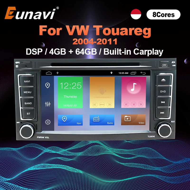 Eunavi DSP 2 Din Android 10 Car DVD Player GPS For VW/Volkswagen/Touareg/Transporter T5 2004-2011 Car Multimedia Radio 8 Core