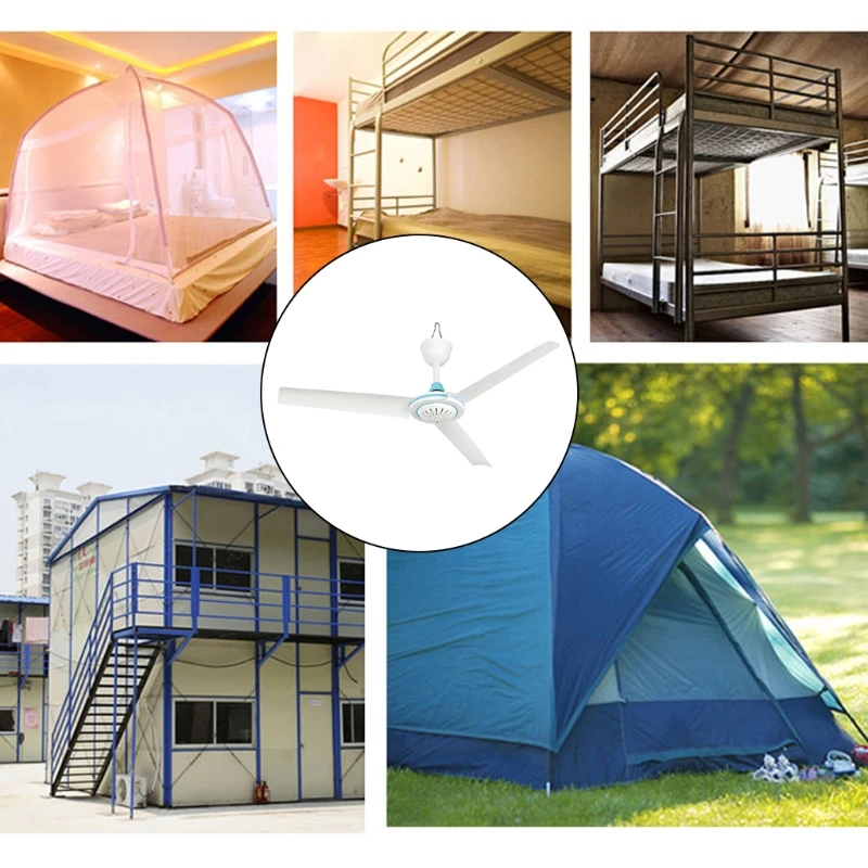 27.5&rdquo; 35.4&rdquo; 41.3&rdquo; 47.2&rdquo; Silent 12V Ceiling Fan Hanging Fan with 2.35m Cable for Camping Tent Outdoor Home No Switch