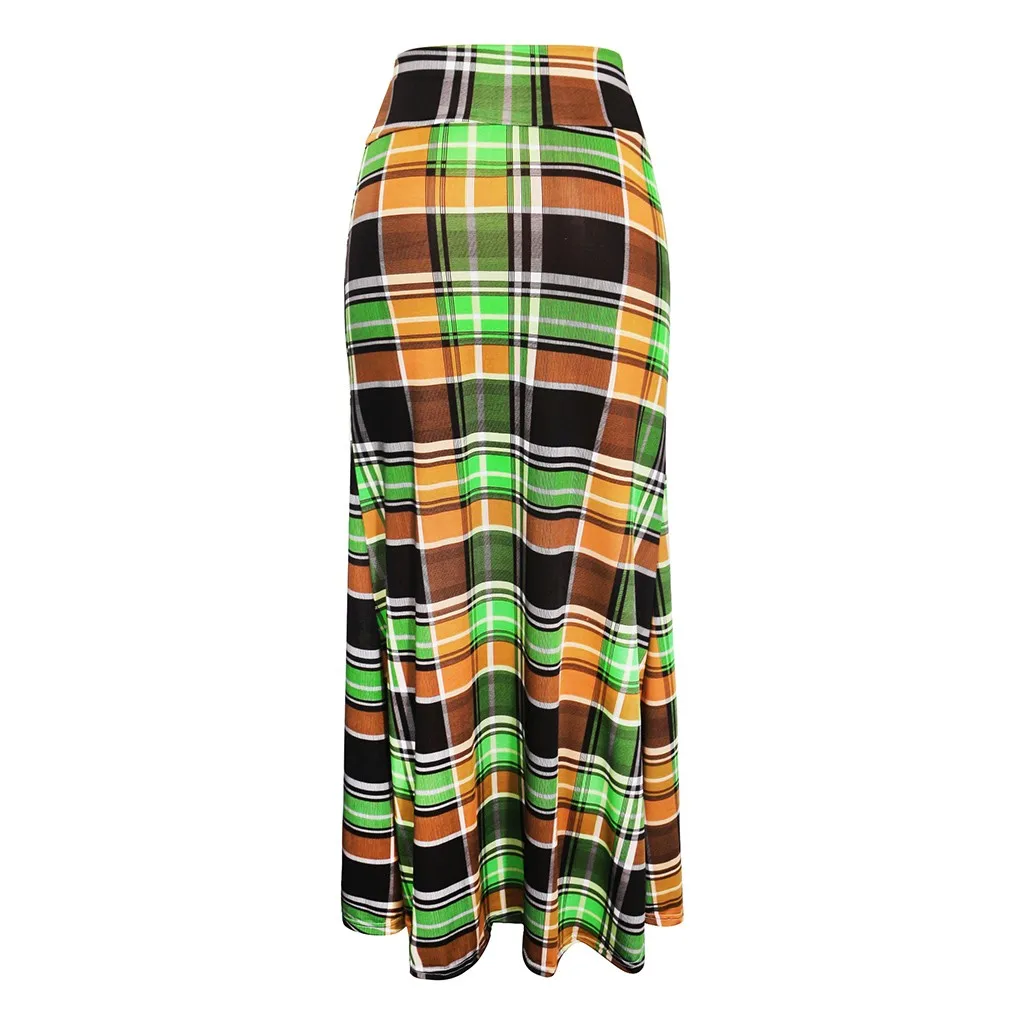 Повседневные клетчатые юбки с высокой талией женские большие размеры Макси печатные облегающие длинные макси юбки длинные женские макси юбки Цветочные Jul