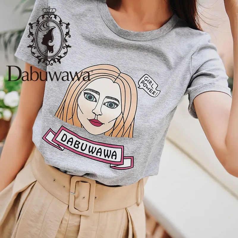 Dabuwawa Летняя женская хлопковая Футболка с принтом новая футболка с круглым вырезом и коротким рукавом Свободные повседневные топы DN1BTS007