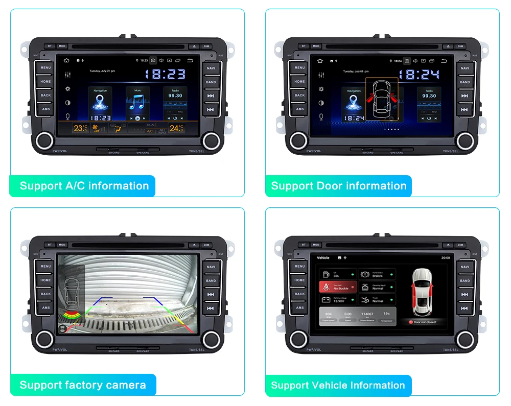 Cheap Android 9.0 2 din Car Radio 7" Display Car DVD Player with Built-in GPS  1080P Video for VW Golf Polo Passat Tiguan EOS 4G RAM 4