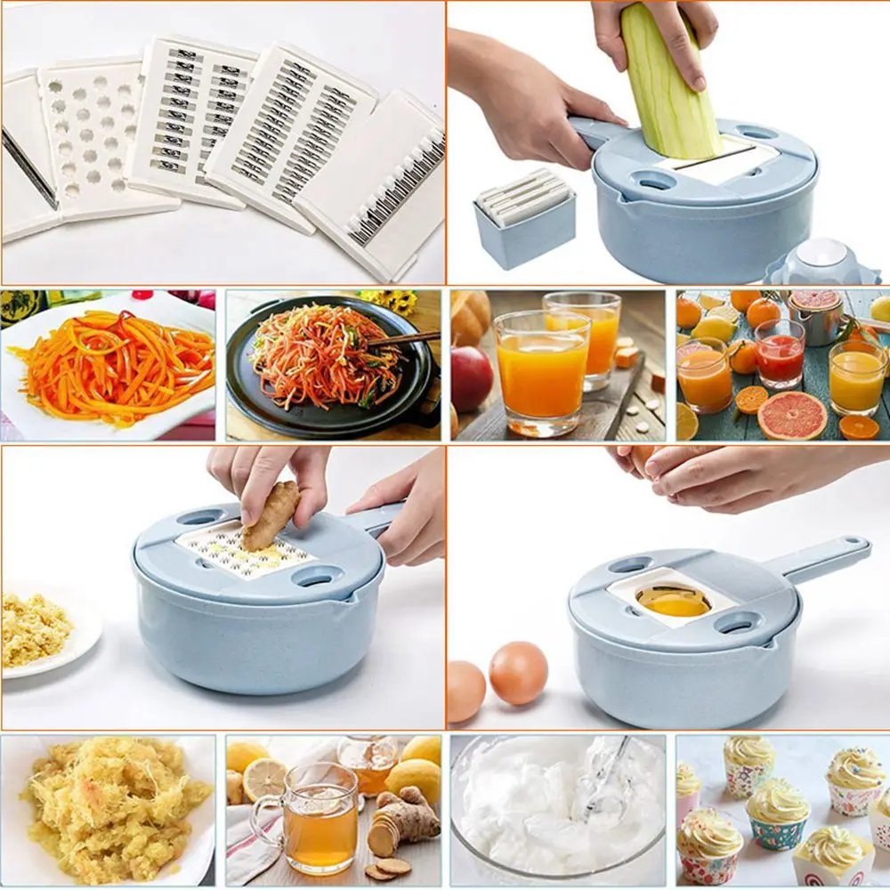 12pcs/set Slicer Vegetable Slicer Potato Peeler Carrot Onion Grater with Strainer Household Vegetable Cutter Kitchen Accessories