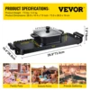 VEVOR 2in1 Electric BBQ Pan Grill Hot Pot 2400W Multifunction Home Portable Smokeless Nonstick Detachable Hot Pot Barbecue Plate 6