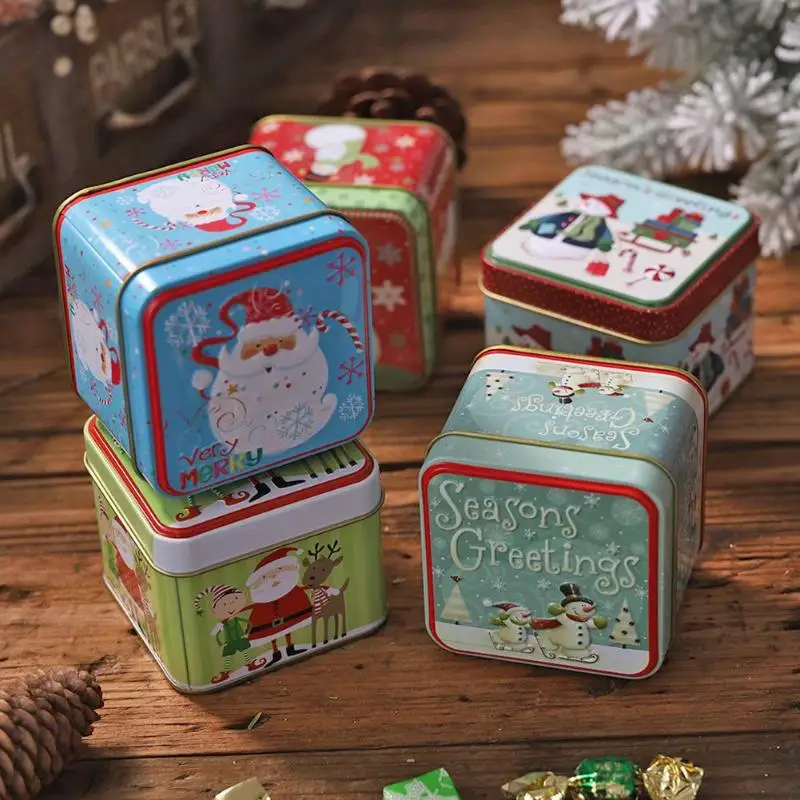 Санта-Клаус, конфета в виде снеговика, банки для кофе, банки для порошка, банка для чая, жестяные подарочные пакеты, Рождественский мешок для конфет, рождественские украшения, подарки