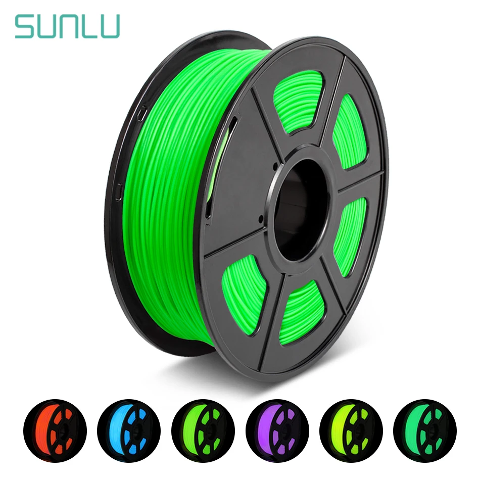 SUNLU-filamento PLA luminoso, 1,75mm, 1kg, plástico, PLA, materiales de impresión 3D que brillan en la oscuridad