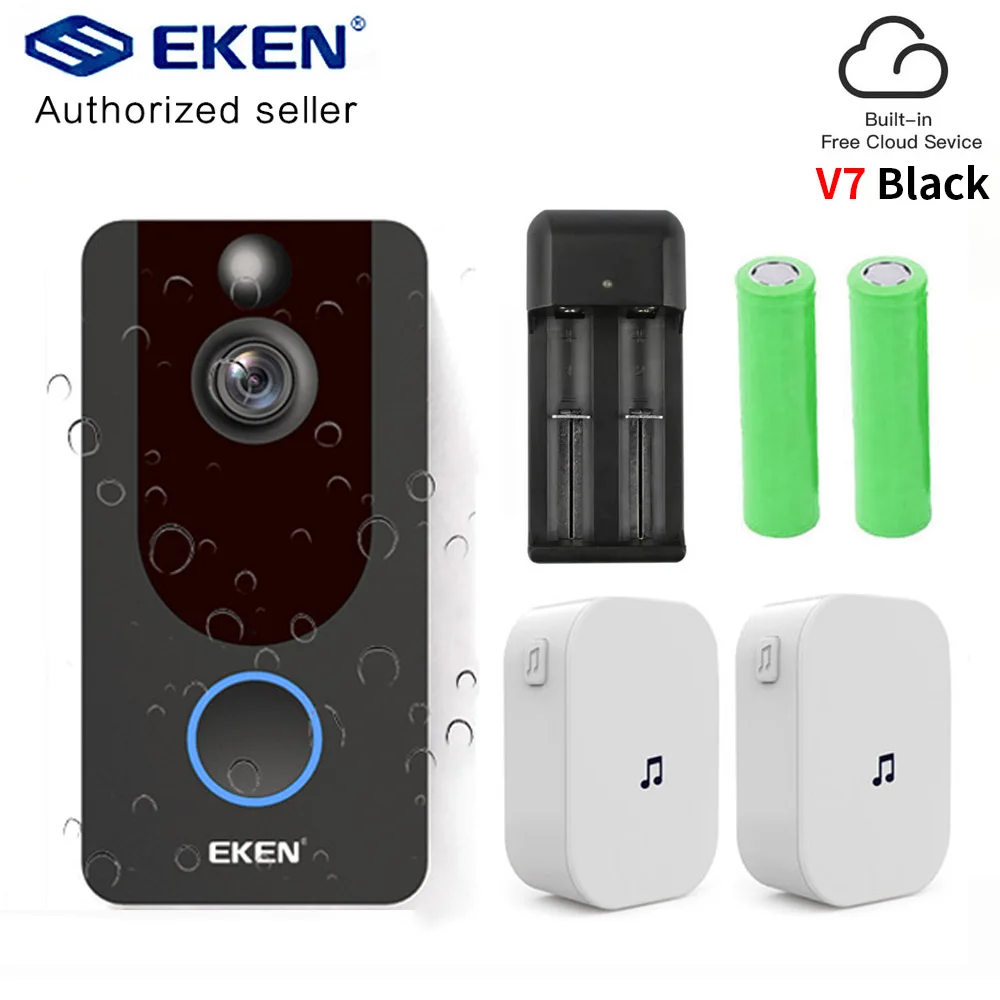 

EKEN V7 Black 1080P wifi doorbell IP Smart Wireless Security FIR Motion Detection Alarm Cloud storage door bell camera