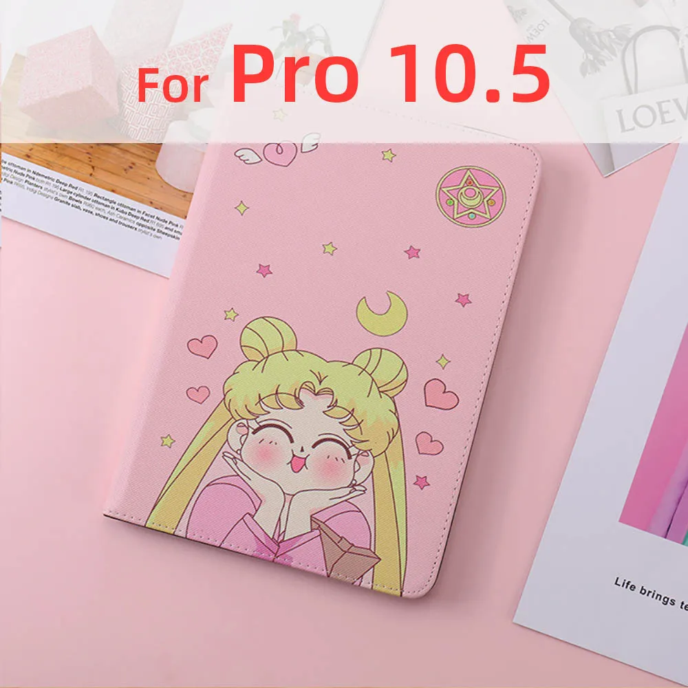 Cute Pro 10.5 Сейлор Мун Чехлы для iPad Pro 10,5 11 IPad Air 1 2 IPad Mini 3 4 5 A1823 A1475 A2125 прекрасные кожаные обложки автоматическое выключение - Цвет: Cute Pro 10.5