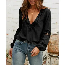 Elegant Long Sleeve Blouse Solid Color Deep V-Neck Blouse Autumn Women Tops Female Office Shirts Lantern Sleeve Shirt Tops Elegant Long Sleeve Blouse Solid Color Deep V-Neck Blouse Autumn Women Tops Female Office Shirts Lantern Sleeve Shirt Tops