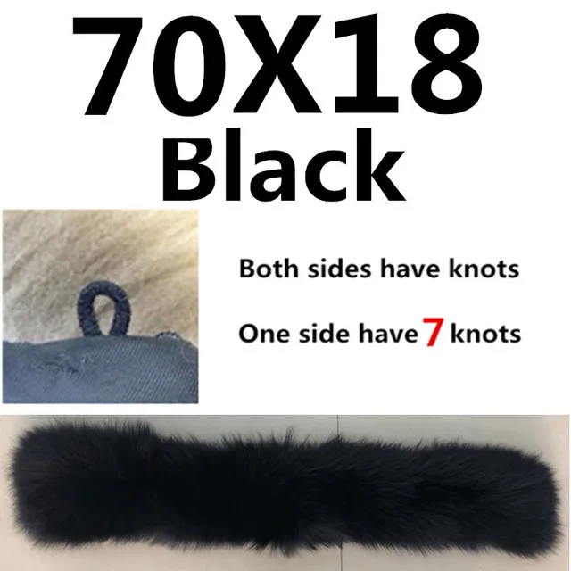 Black 70x18CM Натуральный меховой воротник для парки пальто роскошный Теплый натуральный енот шарф женские Большие меховые шарфы мужские куртки 60 см 65 см 70 см 75 см - Цвет: Black 70x18CM