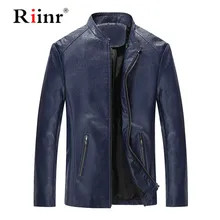 Riinr новые высококачественные мужские Куртки из искусственной кожи тонкий крой Повседневный модный мужской жакет брендовая одежда плюс размер M-5XL