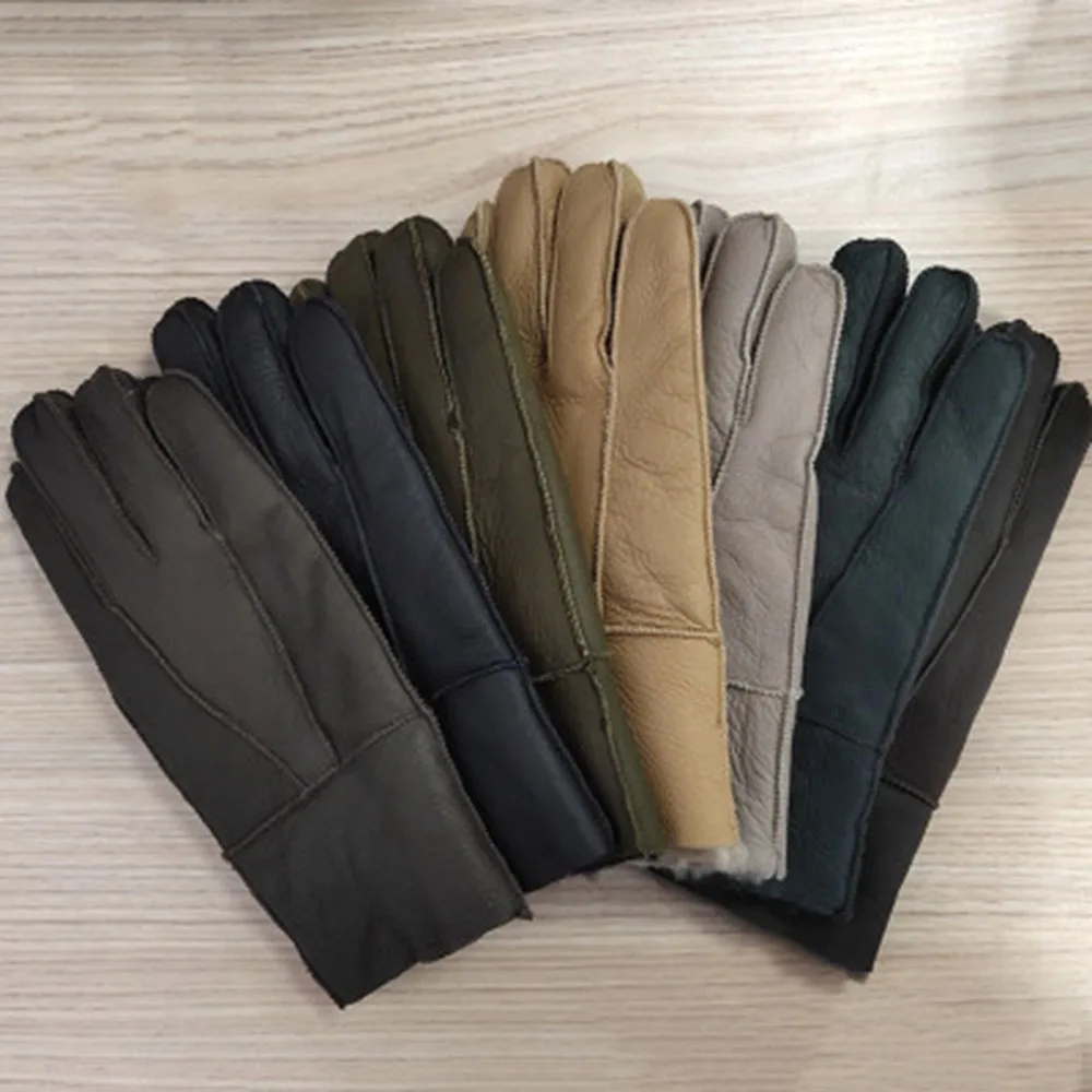 Новые мужские зимние перчатки, теплые перчатки из натурального овечьего меха для мужчин, теплые перчатки из Козьего Меха, кашемировые зимние перчатки из натуральной кожи