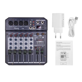 

Muslady T6 Portable 6-Channel Sound Card Mixing Console Audio Mixer Built-in 16 DSP 48V Phantom Power Electric Music Accessories