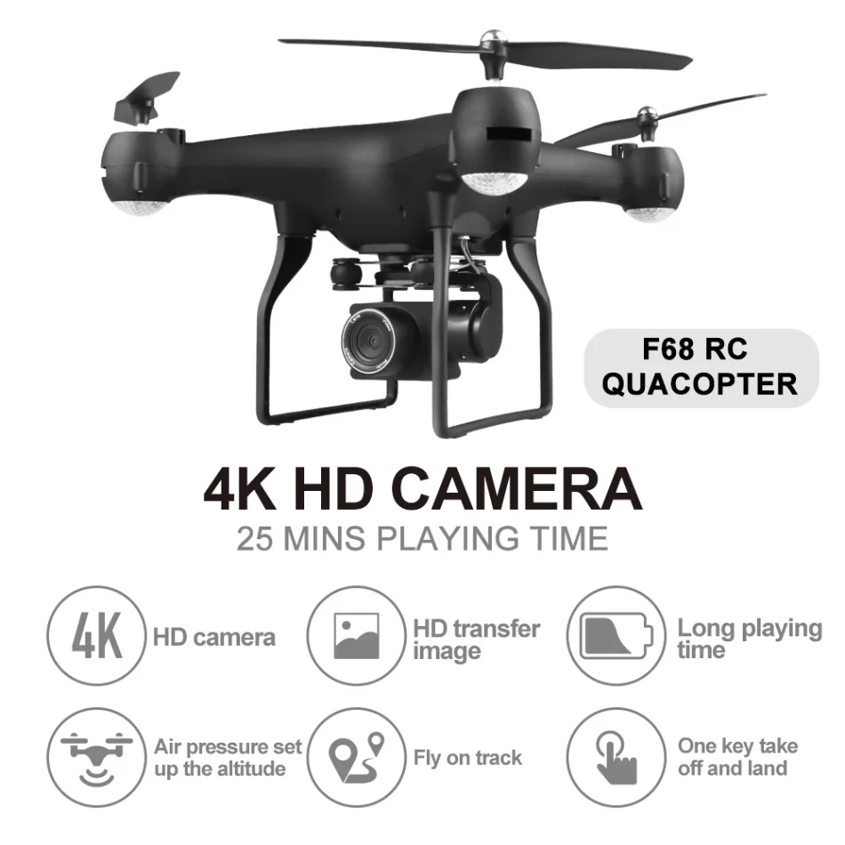 F68 6 осевой Радиоуправляемый Дрон с Камера 1080P 4K Квадрокоптер дистанционным