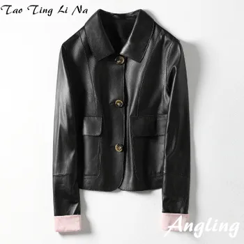 

2020 Women Spring Genuine Real Sheep Leather Jacket H25