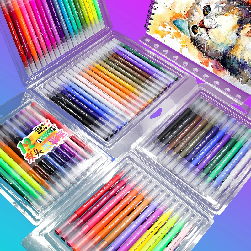 12 36 Color Art Pen Set Fine Tip And Flexible Brush Pen Tip Water Based 12-36-color-art-pen-set-fine-tip-and-flexible-brush-pen-tip-water-based
