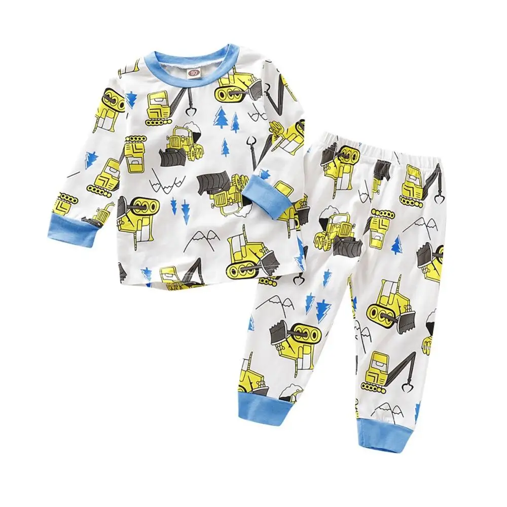 

2-7T Baby Kids Boys Cartoon Print Pajamas Outfits Set Long Sleeve Blouse Tops+Pants Sleepwear