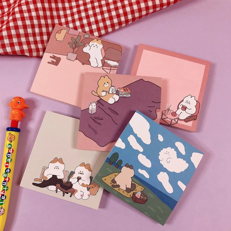 

50Sheets Korean INS Cartoon Cat Memo Pad N Times Sticky Notes Portable Notepad School Office Supply Stationery
