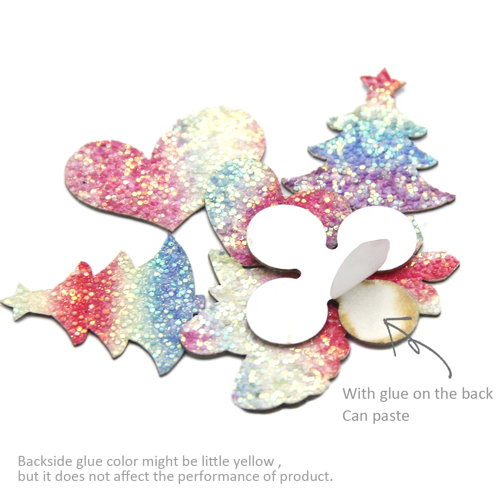 

David accessories 50pcs /lot Chunky Glitter Self Adhesive Leather Embroidery Patch Applique Stickers Jacket DIY ,50Yc8006