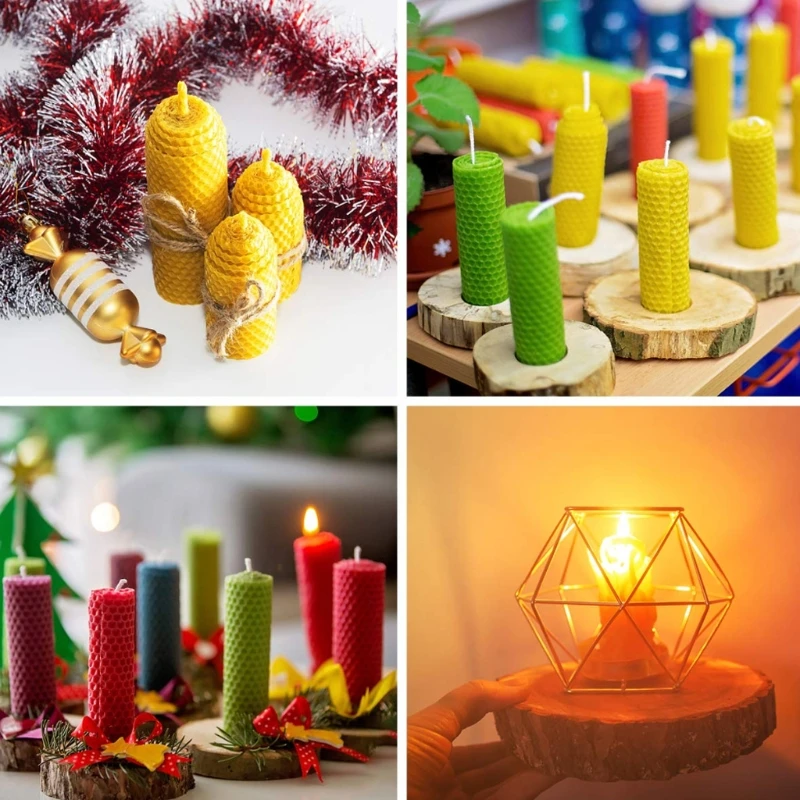 12PCs Beeswax Candle Making Kit, DIY Colorful Beeswax Honeycomb Sheets for Hanukkah and Party Rolling Candle Molds Kits