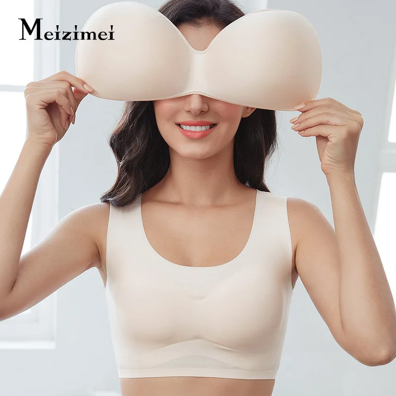 Meizimei, сексуальный бюстгальтер, топ, bh bralette, для женщин, нижнее белье, жилет, бюстгальтер, для девушек, мягкий, красота, сзади, бесшовное белье, беспроводной, тонкий, ML