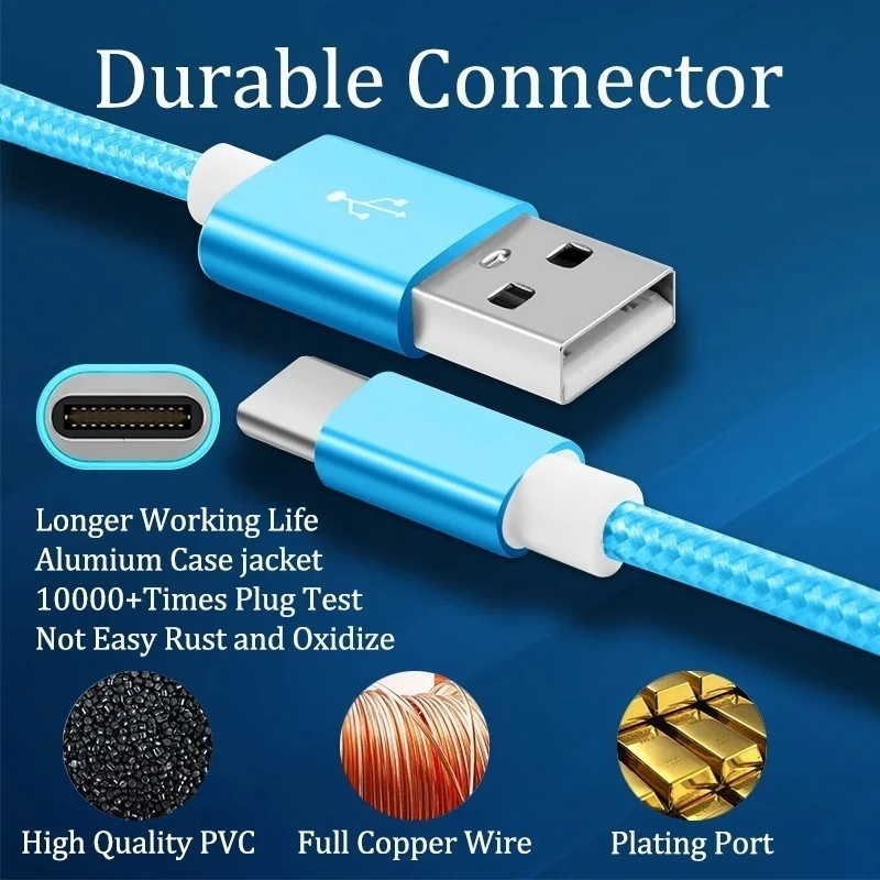 Usb-кабель для зарядки телефона type C для Xiaomi 8 9 SE A1 A2 A3 Mix 2 2S 3 MAX 2 3 POCOF1 CC9 SE 1M 2M 3m type C кабель для быстрой зарядки