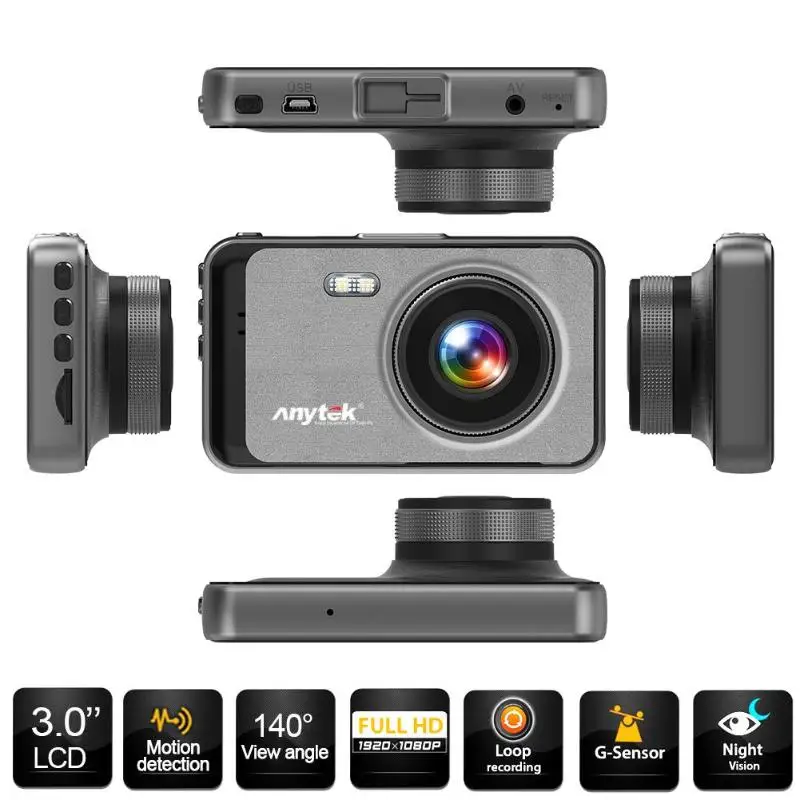 Anytek X31 1080p FHD Автомобильный видеорегистратор Камера на приборной панели номерной знак спереди и сзади HD ночное видение двойная запись
