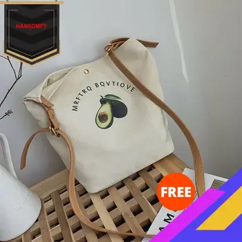 

Avocado Printed Canvas Bag Summer New Style 2020 Large Capacity Versatile INS Shoulder Bag WOMEN'S Bag crossbody bags for women