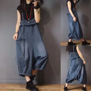 

Lady New Personality Loose Jumpsuit Women Summer 2020 Casual Rompers Womens Retro Bloomers Denim Jumpsuit