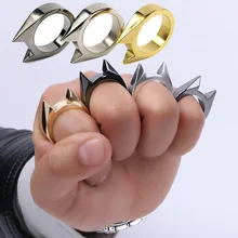 Bagues d'auto défense pour femmes et hommes, en métal, multifonctionnel, knuckles, forme d'oreille de chat, anneaux d'attaque, bijoux, accessoires, cadeau pour petite amie
