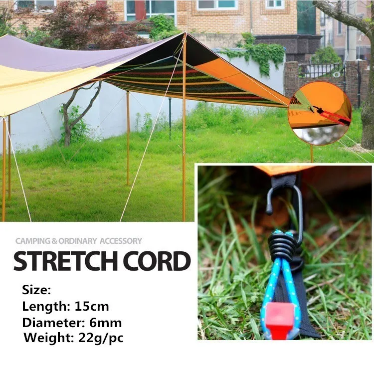 3pcs/lot Quality Fixed Binding Bring Force Iron Hook 15CM High Elastic Bandage Outdoors Hiking Camping Tent Accessories Q1415CMD