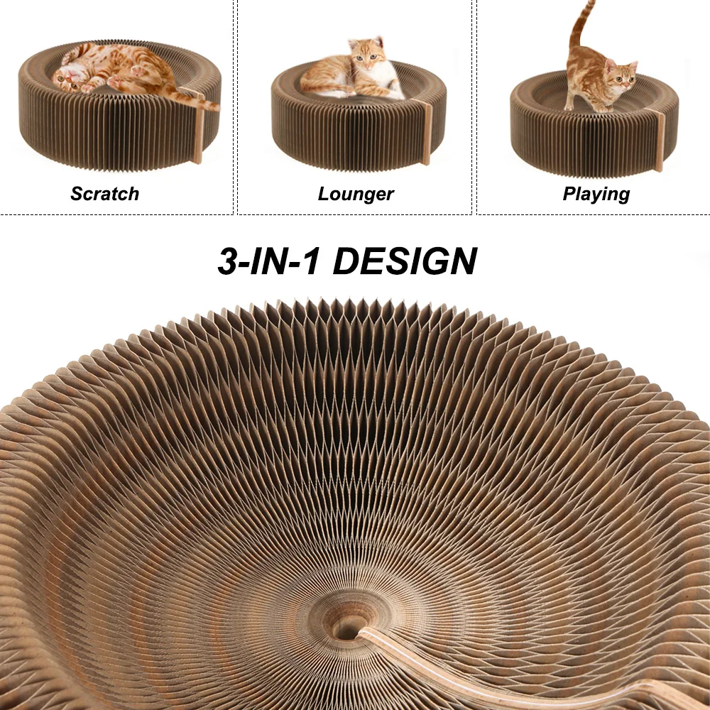 Breathable Cat Bed Pet Cat scratch board corrugated Paper folding collapsible bowls grinding claws Toy With Ball cat scratcher