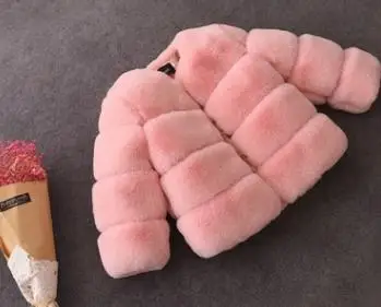 Pink Новое зимнее пальто с мехом для девочек элегантные куртки и пальто из искусственного меха для маленьких девочек Толстая теплая парка детская верхняя одежда пальто для девочек DF87 - Цвет: Pink