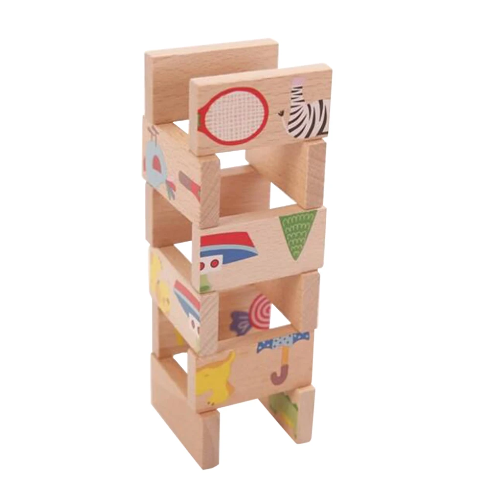 28 шт./компл. животные цветные домино деревянная головоломка мультфильм