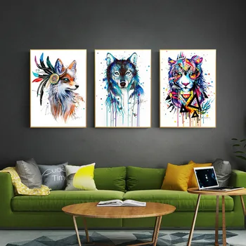 

Watercolor Lion Tortoise Gorilla Wolf Fox 5D DIY Diamond Painting Cross Stitch Animal Handmade Painting For Living Room Decor