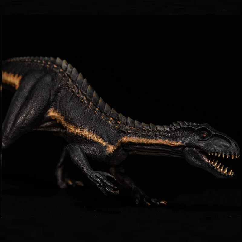 

Nanmu 1:35 Berserker Raptor Dinosaur Indoraptor With Small Human Figure Movable Jaw Black Color Version