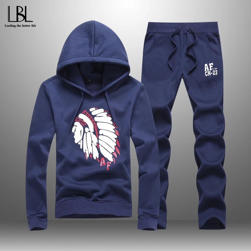 

New Casual Men's Winter Tracksuit 2019 Autumn Men Women Sportswear 2 Piece Hoodie + Sweatpants Set Couple Clothing Warm Outwear